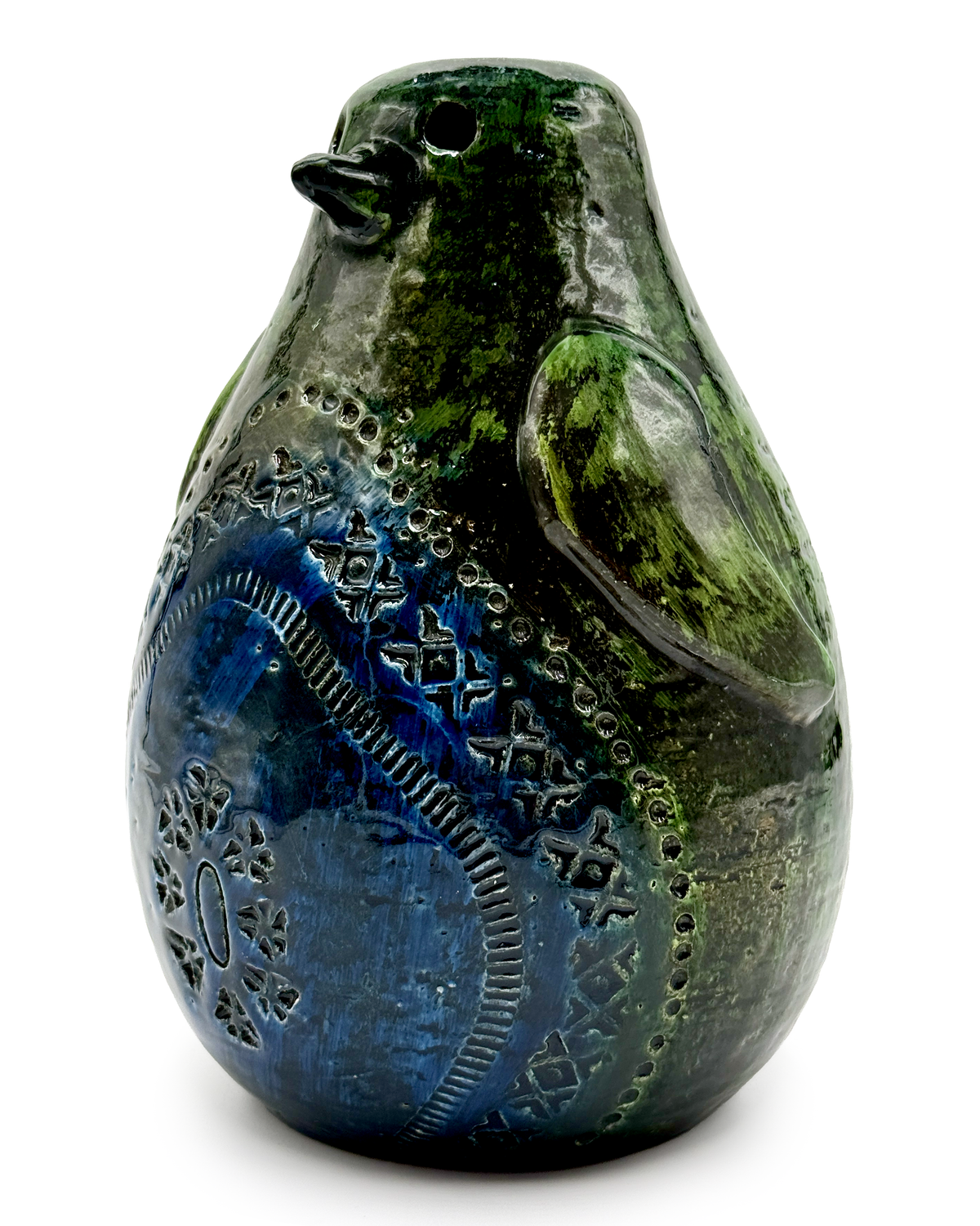 Bitossi (Italy) 'Rimini' in Blue/Green, 8" Penguin *RARE FIND*