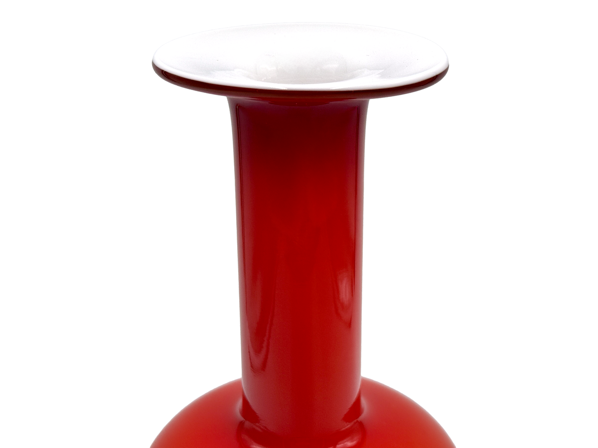 Holmegaard (Dinamarca) 'Gulvvase' (jarrón de suelo) de 25 cm en coral/ópalo | Diseño de Otto Brauer *HALLAZGO RARO*