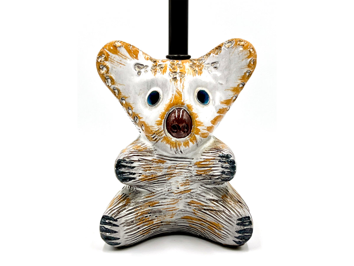 Bitossi (Italy) 'Koala' Large 20.5" Table Lamp, with Hand-Made Lampshade (Vintage Fabric) *RARE FIND*