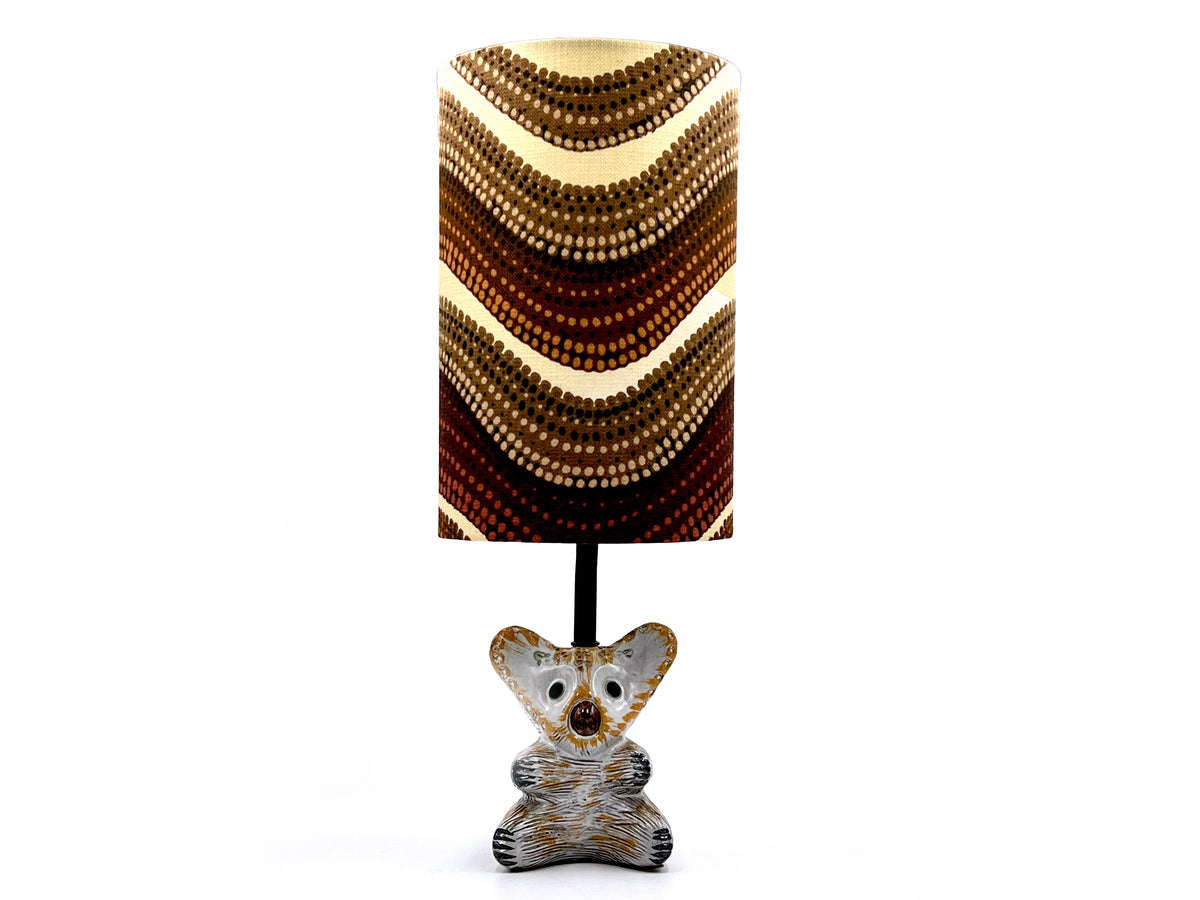 Bitossi (Italy) 'Koala' Large 20.5" Table Lamp, with Hand-Made Lampshade (Vintage Fabric) *RARE FIND*