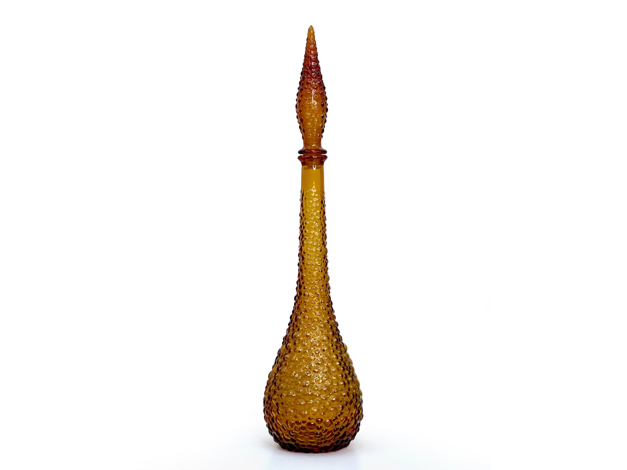 Vintage popular Empoli Amber Hobnail Decanter Genie Bottle Bubble Glass