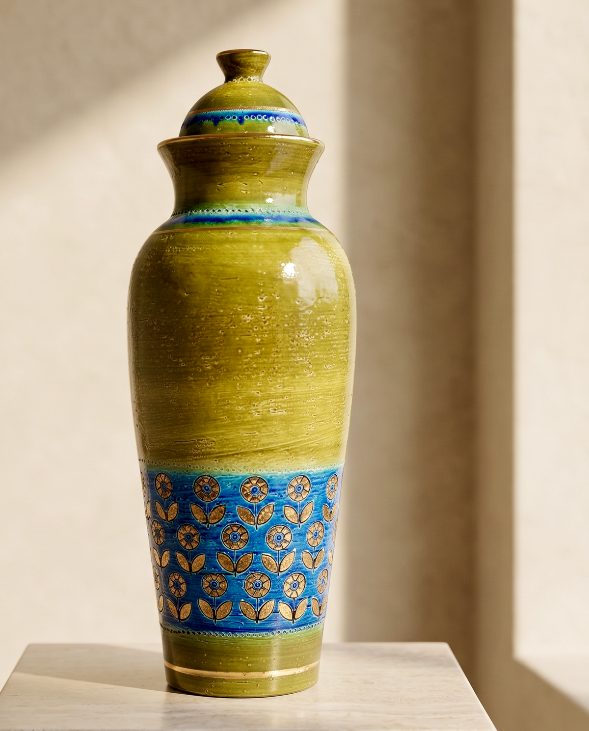 Bitossi (Italy) 'Thai Silk' in Blue/Green, 17.5" Apothecary Jar *RARE FIND*