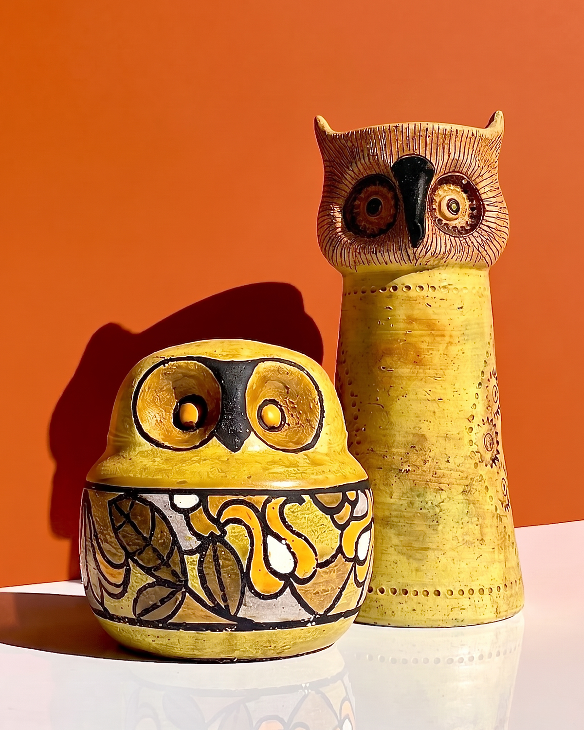 Bitossi (Italy) 'Art Nouveau' in Yellow, 6" Owl *RARE FIND*