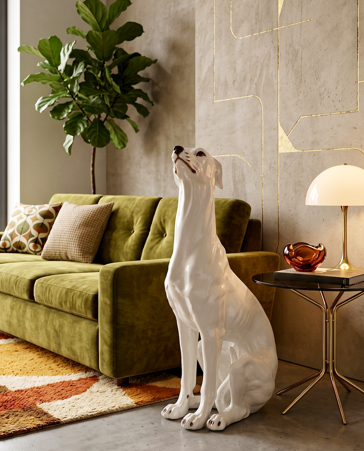 Estatua XXL de 82 cm de Collie de Pelo Largo (¡Lassie!) de cerámica italiana *¡HALLAZGO RARO!*