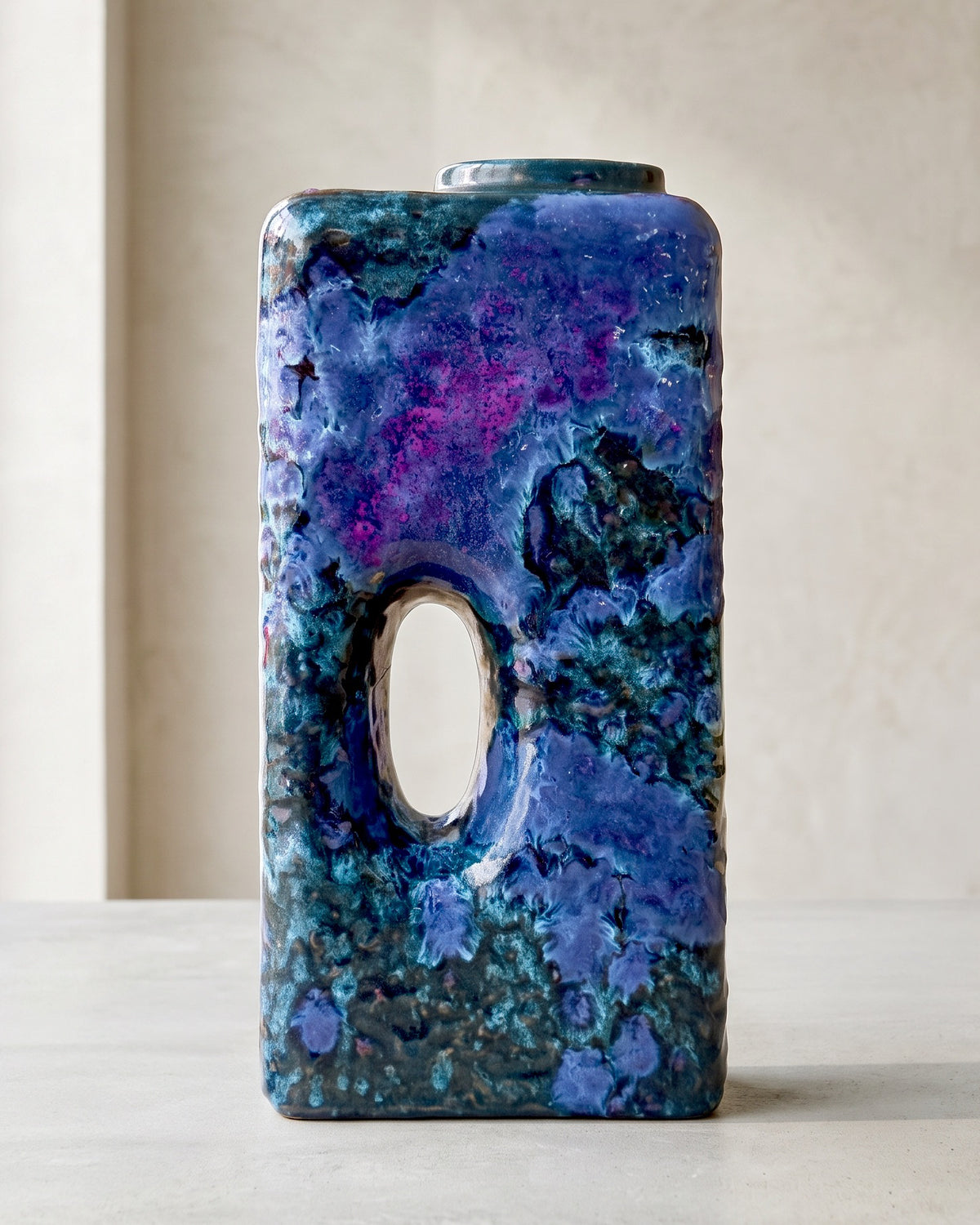 Marei Keramik (West Germany) Teal, Periwinkle, and Purple, 10" Vase | Model #2004 *RARE FIND*