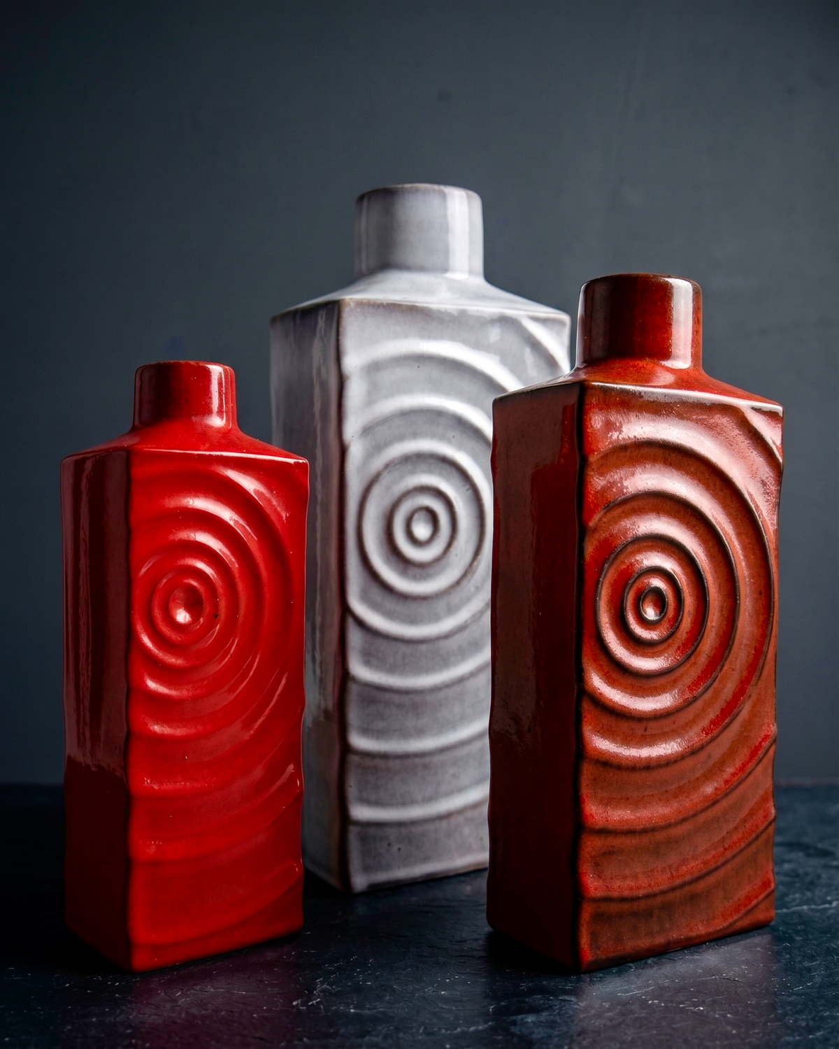 Steuler Keramik (West Germany) 'Zyklon' in Red, 10" Vase | Model #215-25 *RARE FIND*