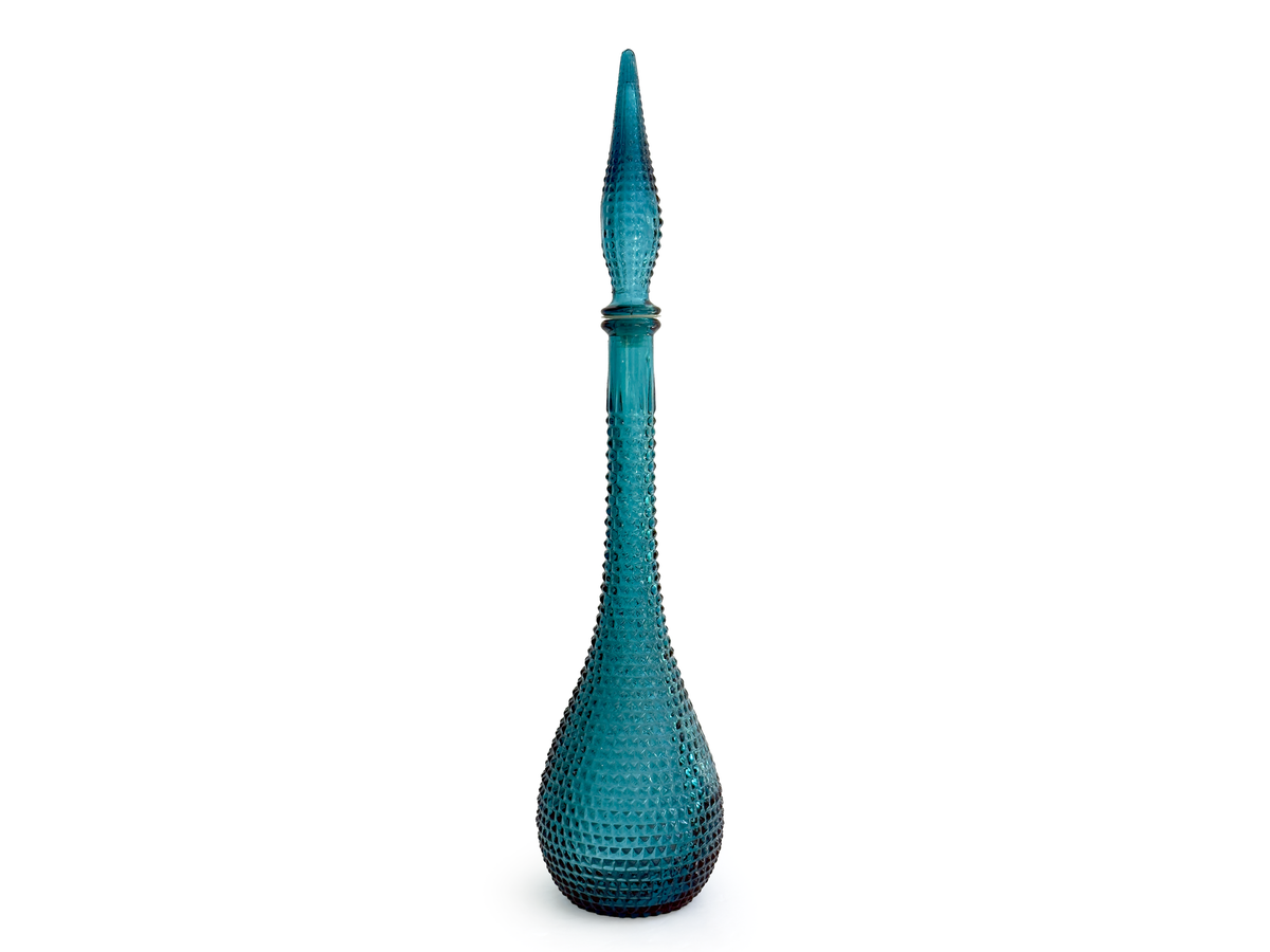 Decantador/botella 'Diamond' alto de 56 cm, en verde azulado | Fabricado en Empoli, Italia