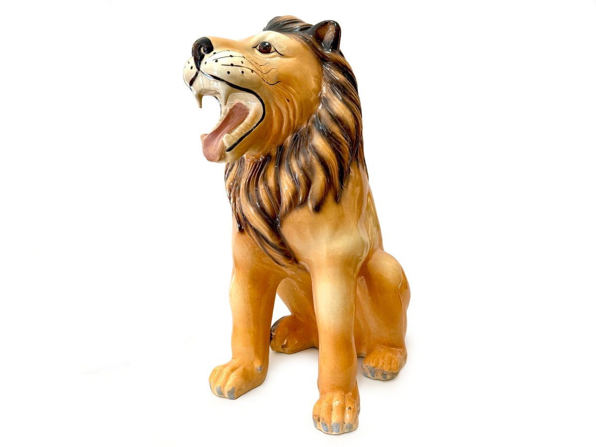 Estatua de león de cerámica italiana XL de 21,5" (¡HALLAZGO RARO!)