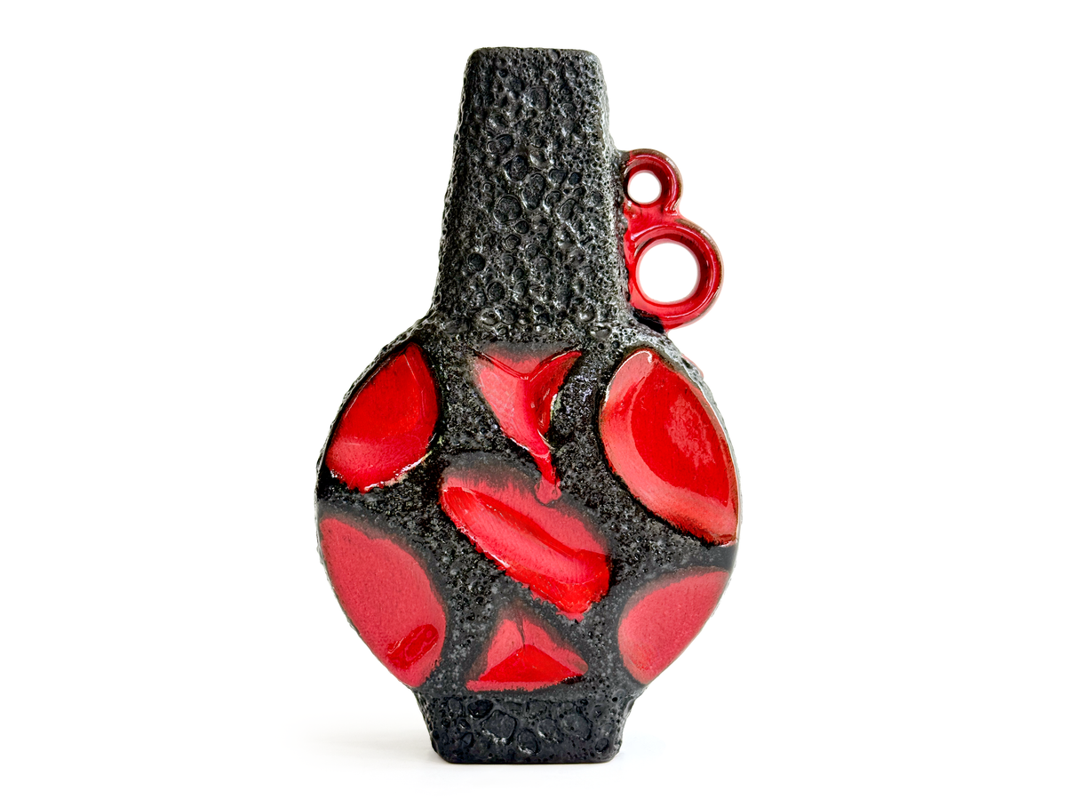 Roth Keramik (West Germany) 8.5" 'Banjo' Vase, in Red/Black | Model #313 *RARE FIND*