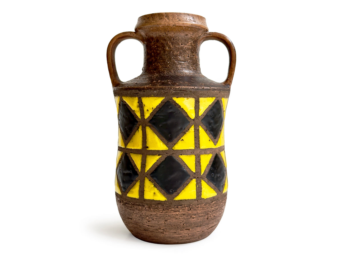 Bitossi (Italy) 'Rhombus' 7.5" Vase, in Black/Yellow *RARE FIND*