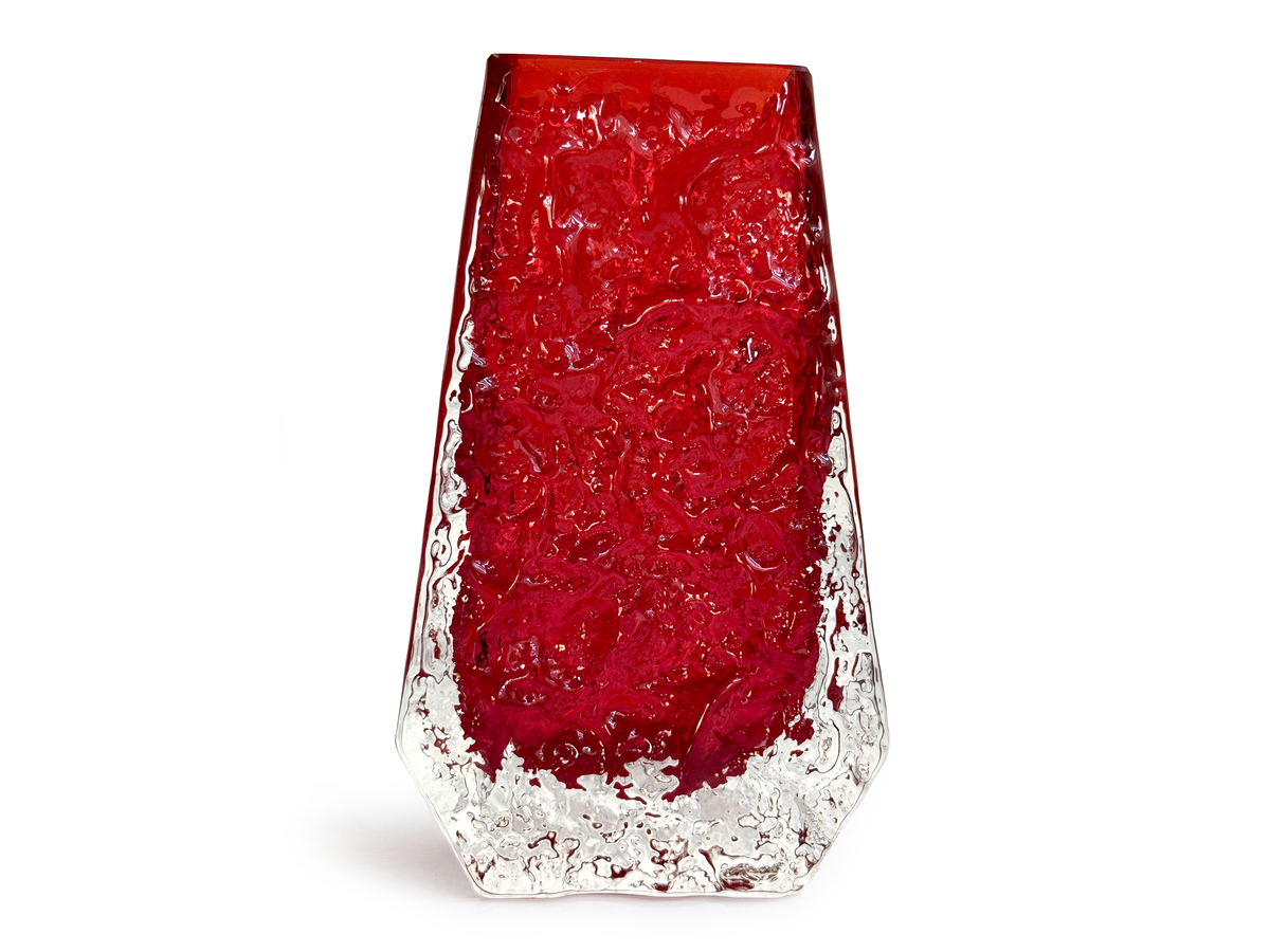 Whitefriars (England) 'Coffin' 5" Vase in Ruby, Model #9686 | Designed by Geoffrey Baxter
