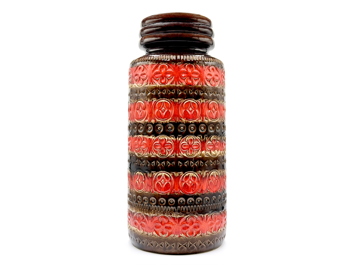 Vase de sol XL « Foligno » de Scheurich (Allemagne de l'Ouest), rouge/brun | Modèle n° 289-47