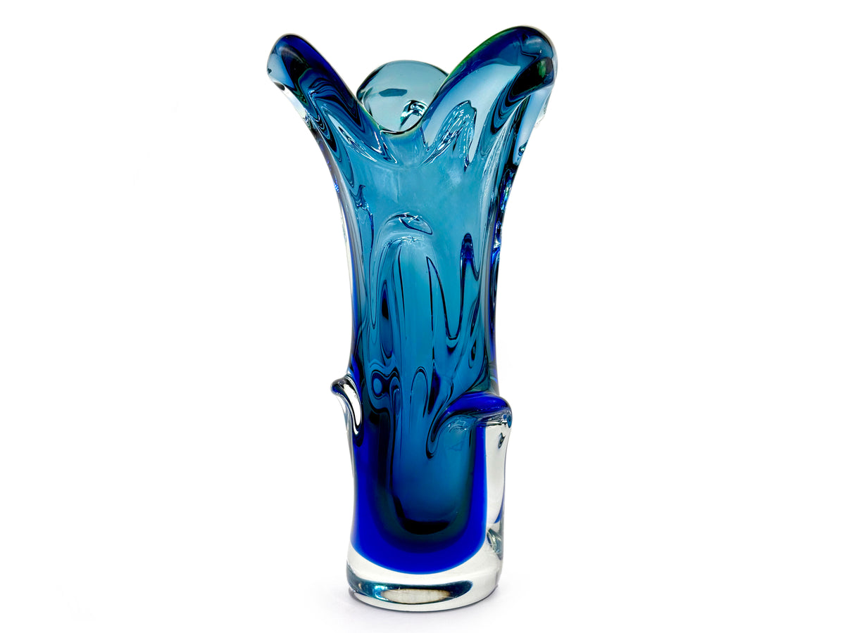 Mstisov / Borocrystal Cristalex (Czechoslovakia) Art Glass 12" Vase, in Blue