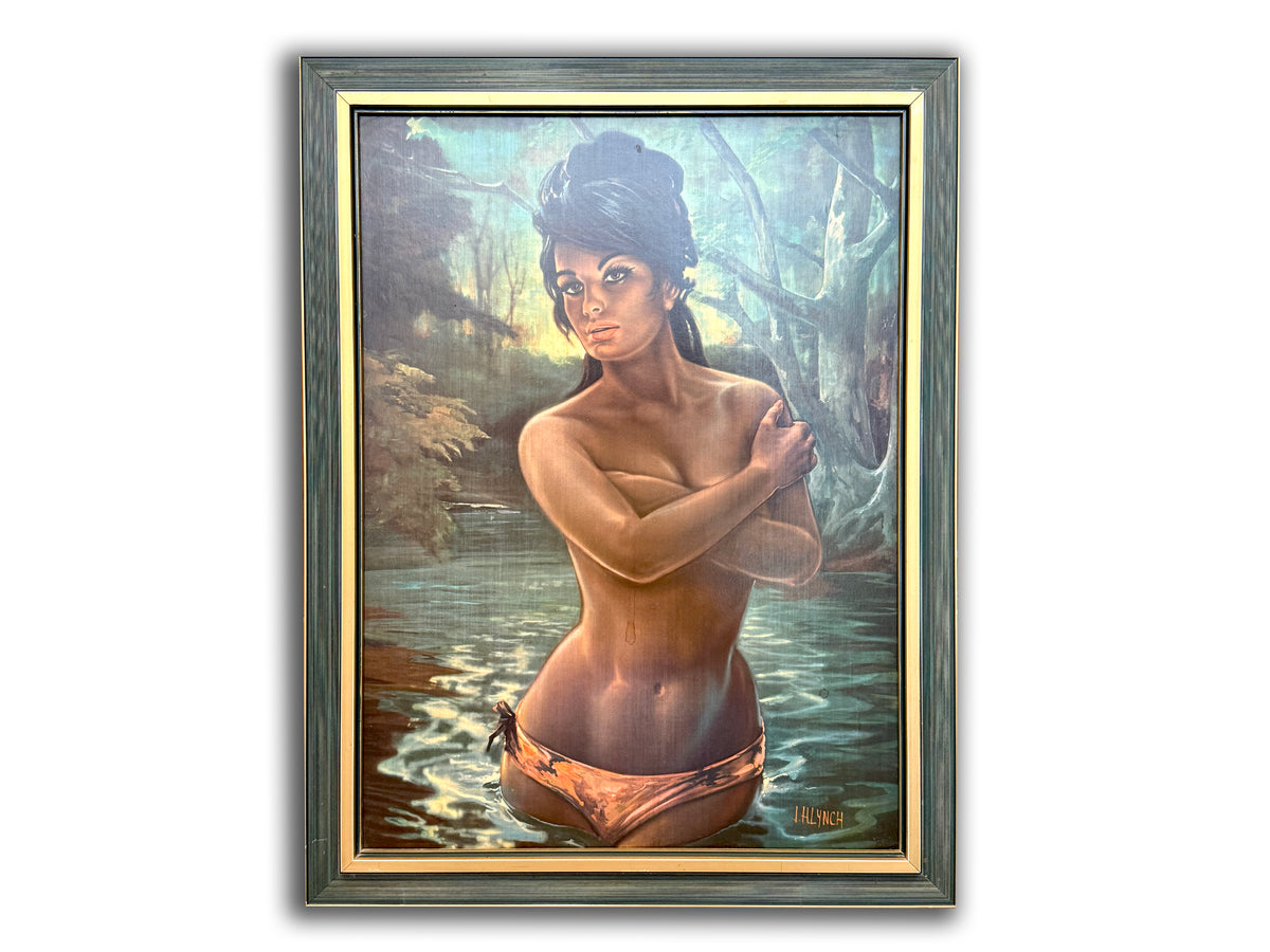 JH Lynch (Angleterre) « La Nymphe », estampe vintage encadrée de 77,5 cm (30,5 pouces) | Circa 1960
