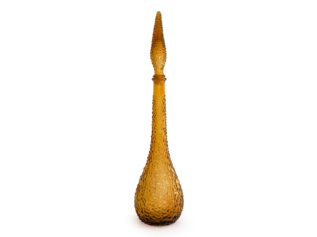 Decantador/botella alto de 56 cm, 'Hobnail/Bubble' en ámbar claro | Fabricado en Empoli, Italia