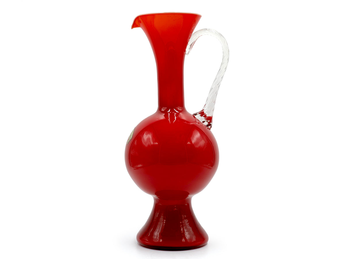 Pichet en verre doublé de 33 cm (13 pouces), rouge, de la gamme Opalina Fiorentina de Stelvia Glass (Empoli, Italie).