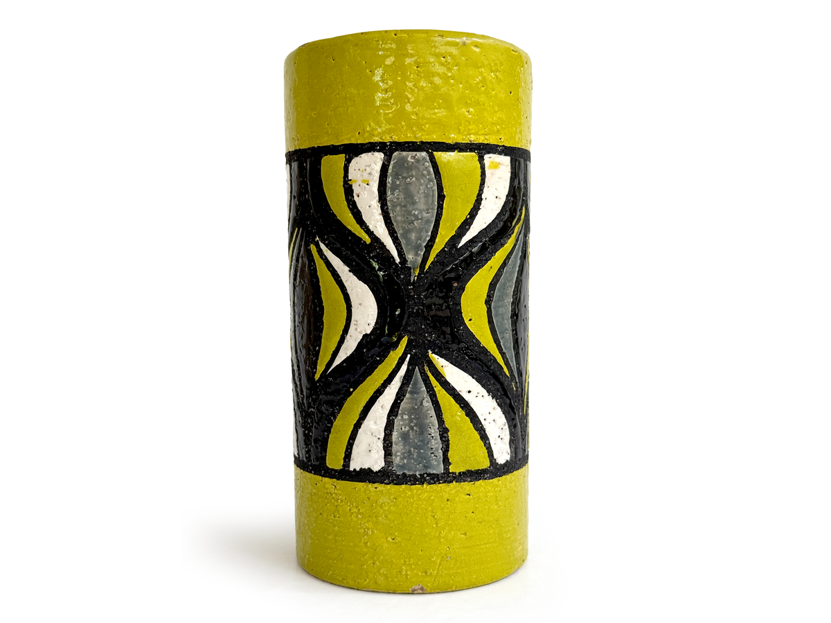 Bitossi (Italy) 'Pumpkin' in Lime/Black, 8.5" Vase *RARE FIND*