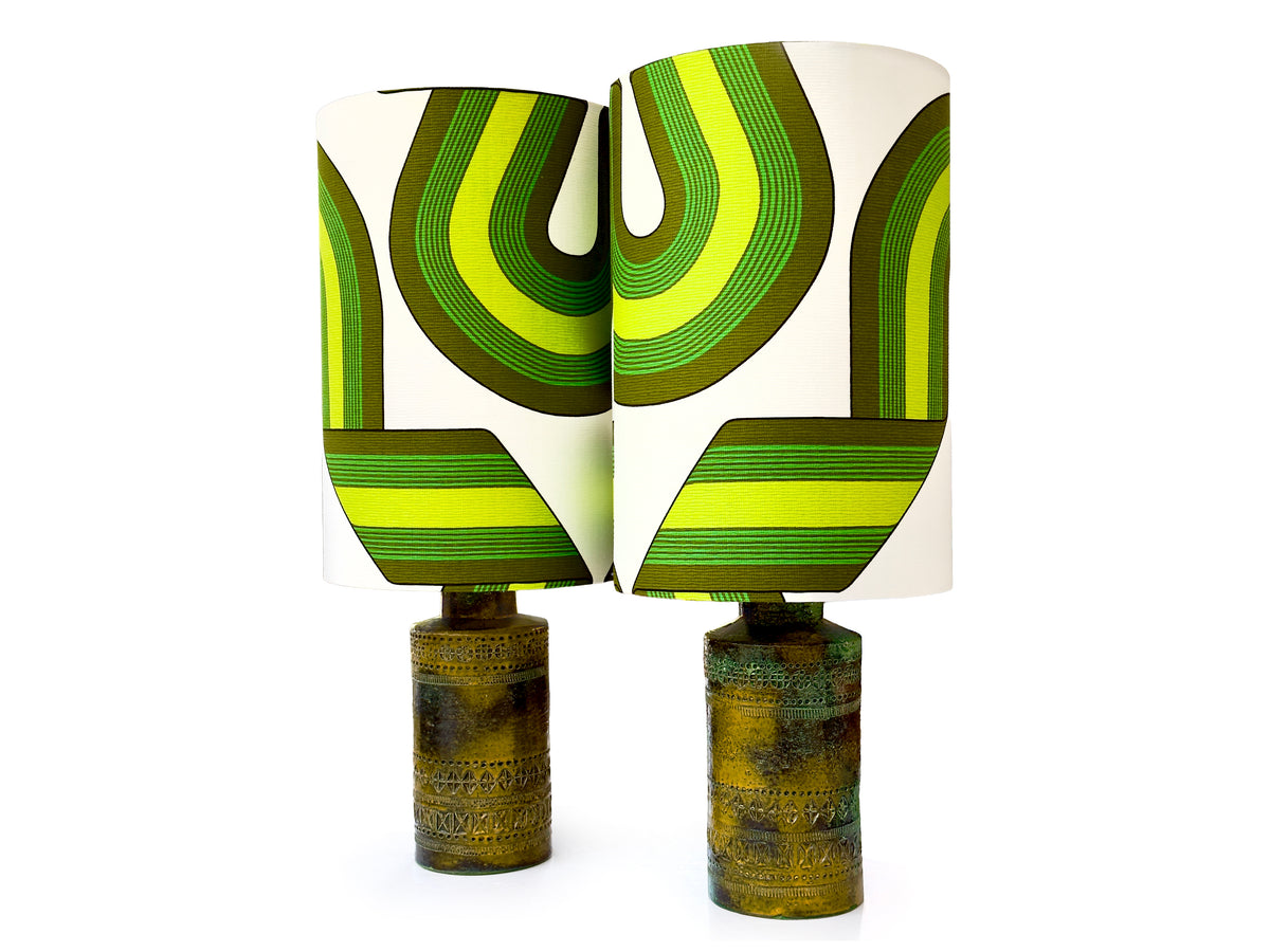 Bitossi (Italy) 'Via Veneto' 25" Table Lamps, with Hand-Made Lampshades [Set x2] *RARE FIND*