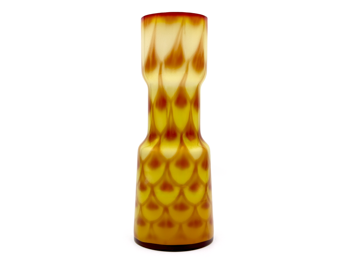 Jarrón Elme (Suecia) de 25 cm "Peacock", en amarillo/naranja | Diseño de Carl-Olof Borgarp *¡HALLAZGO RARO!*