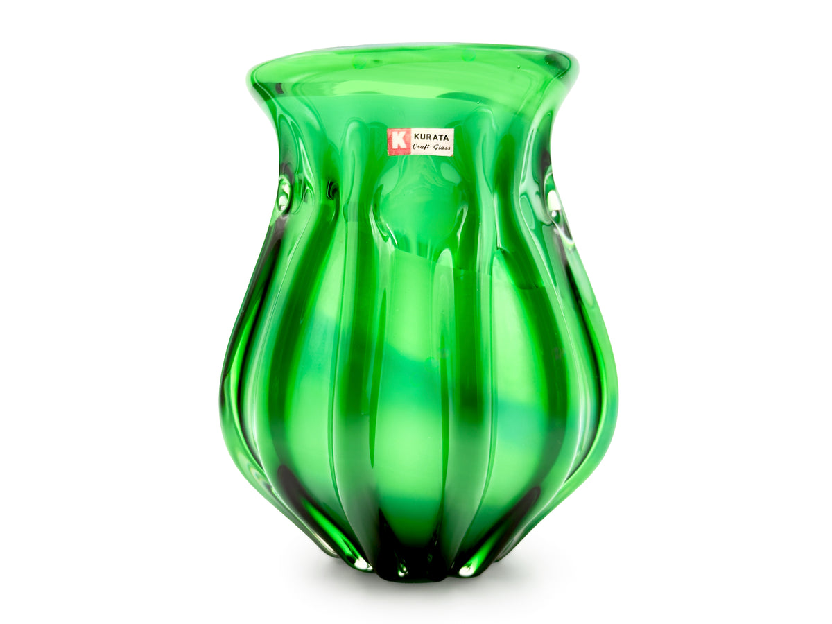 Jarrón de vidrio artístico de 20 cm de Kurata Glass (Japón), en rojo/ámbar