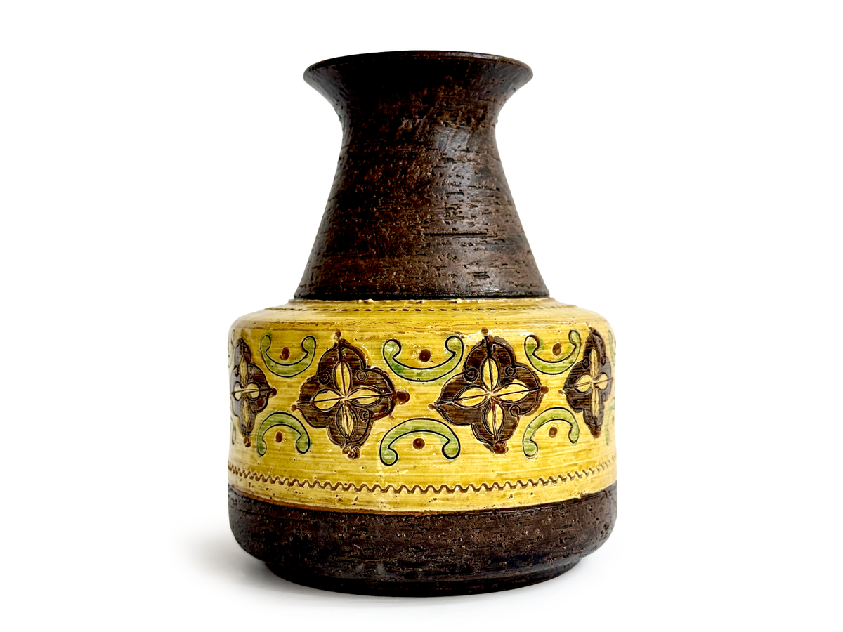 Bitossi (Italy) 'Carta Fiorentina' in Mustard/Brown, 8.5" Vase