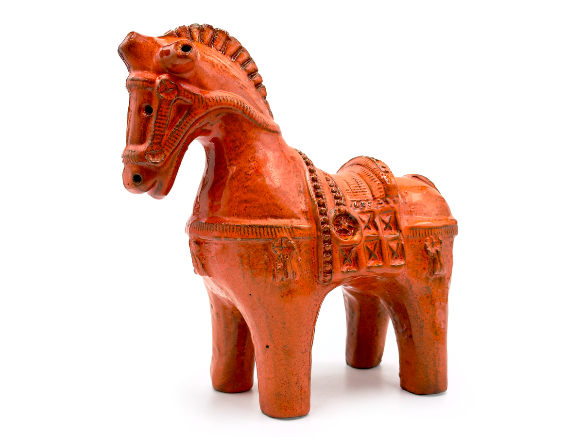 Bitossi (Italie) 'Rimini' vert foncé, cheval de 25 cm *PIÈCE RARE*