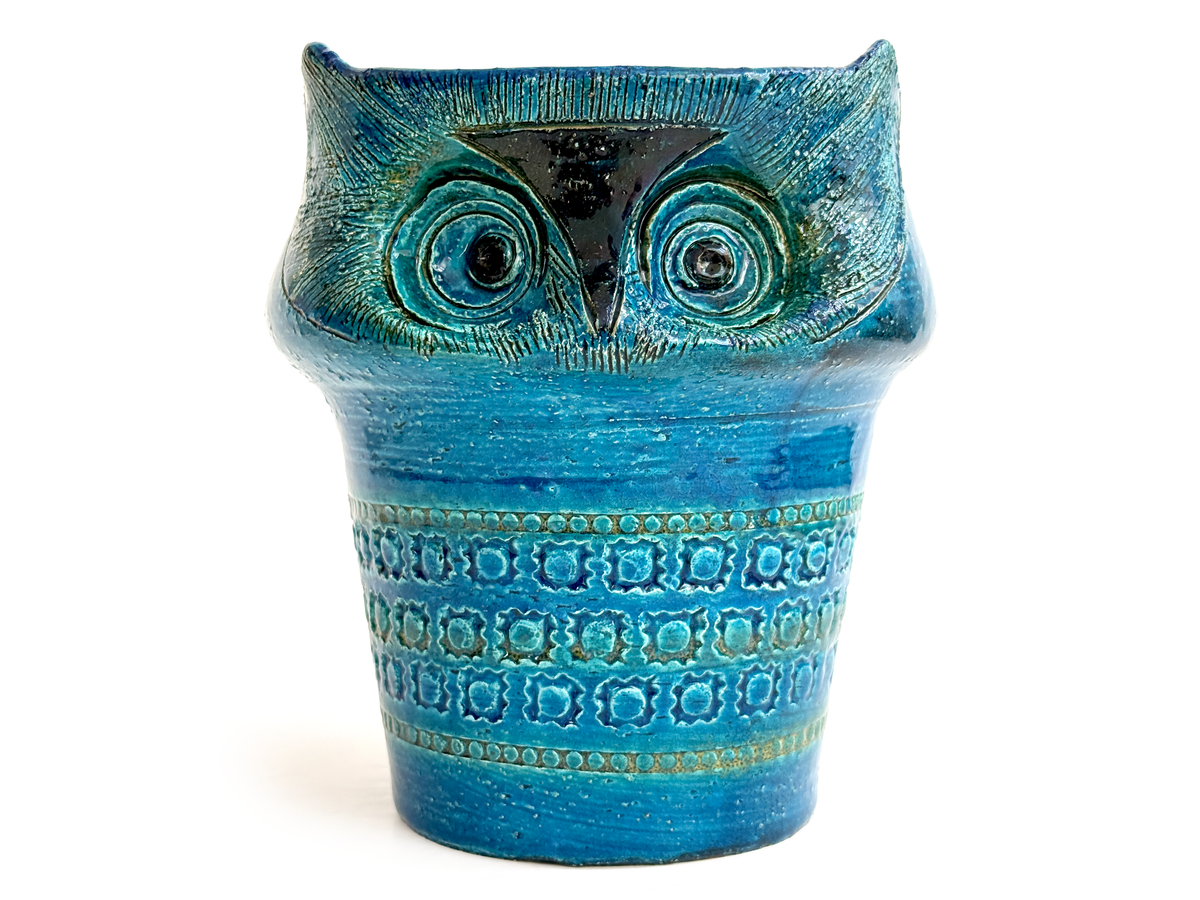 Bitossi (Italy) 'Raviolo' in Blue, 8" Owl *RARE FIND*