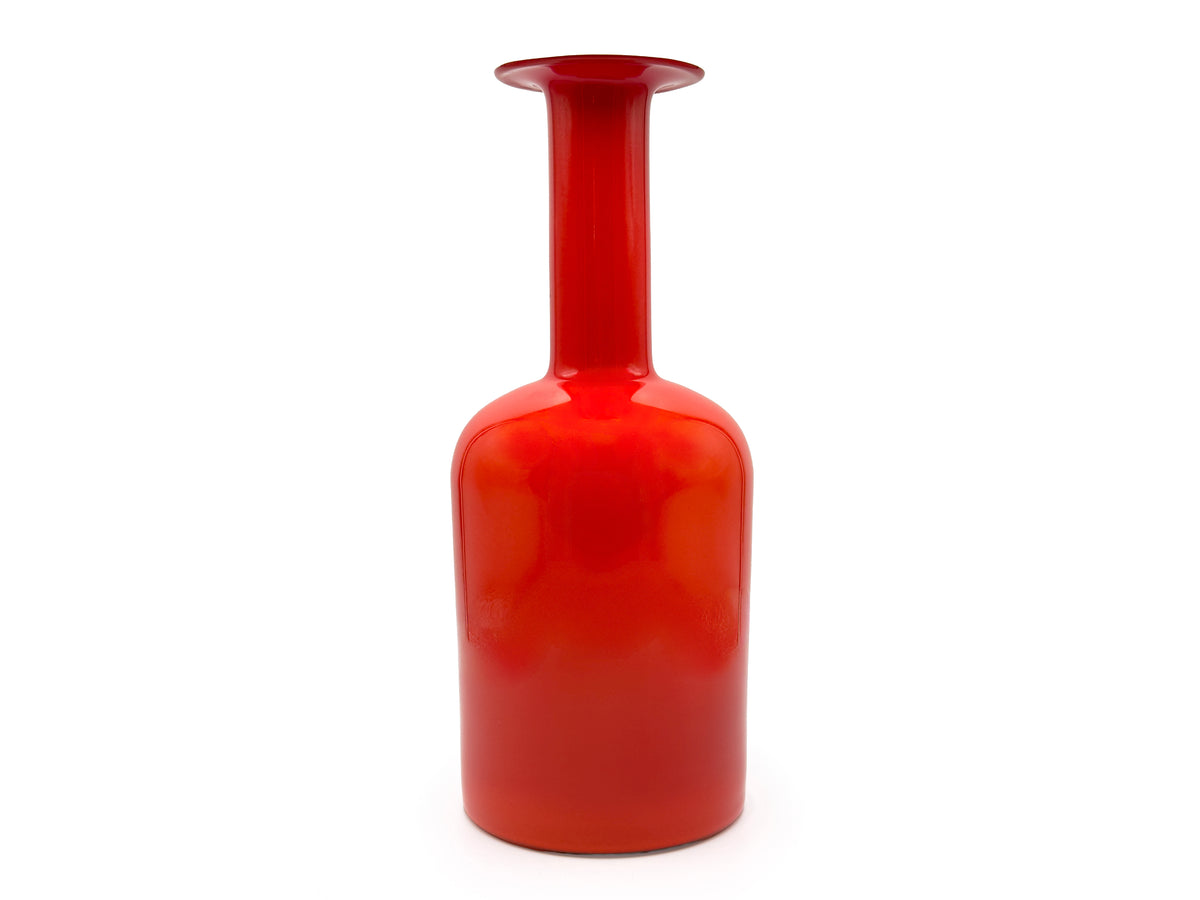 Holmegaard (Dinamarca) 'Gulvvase' (jarrón de suelo) de 25 cm en rubí/ópalo | Diseño de Otto Brauer *HALLAZGO RARO*