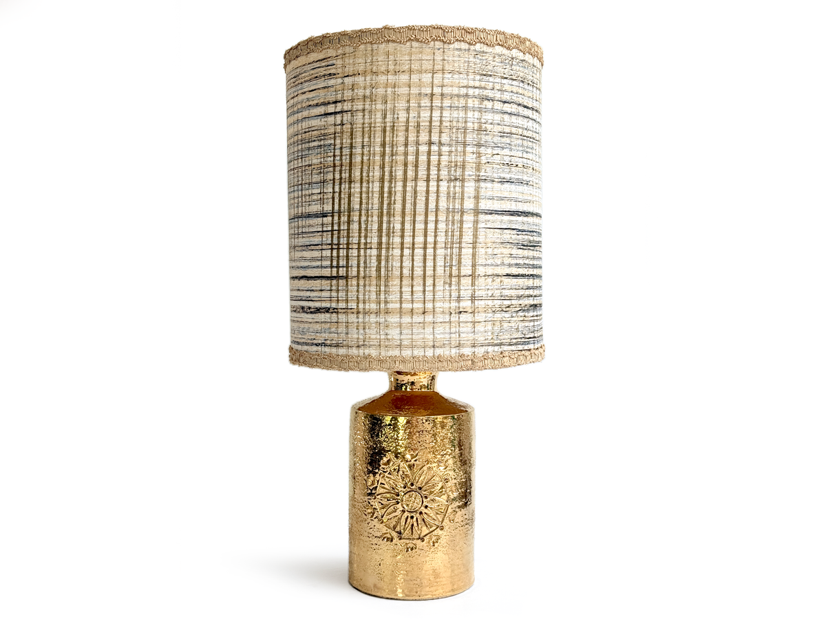 Bitossi (Italy) 'Sevilla' in Gold, 21" Table Lamp, Vintage Lampshade *RARE FIND*