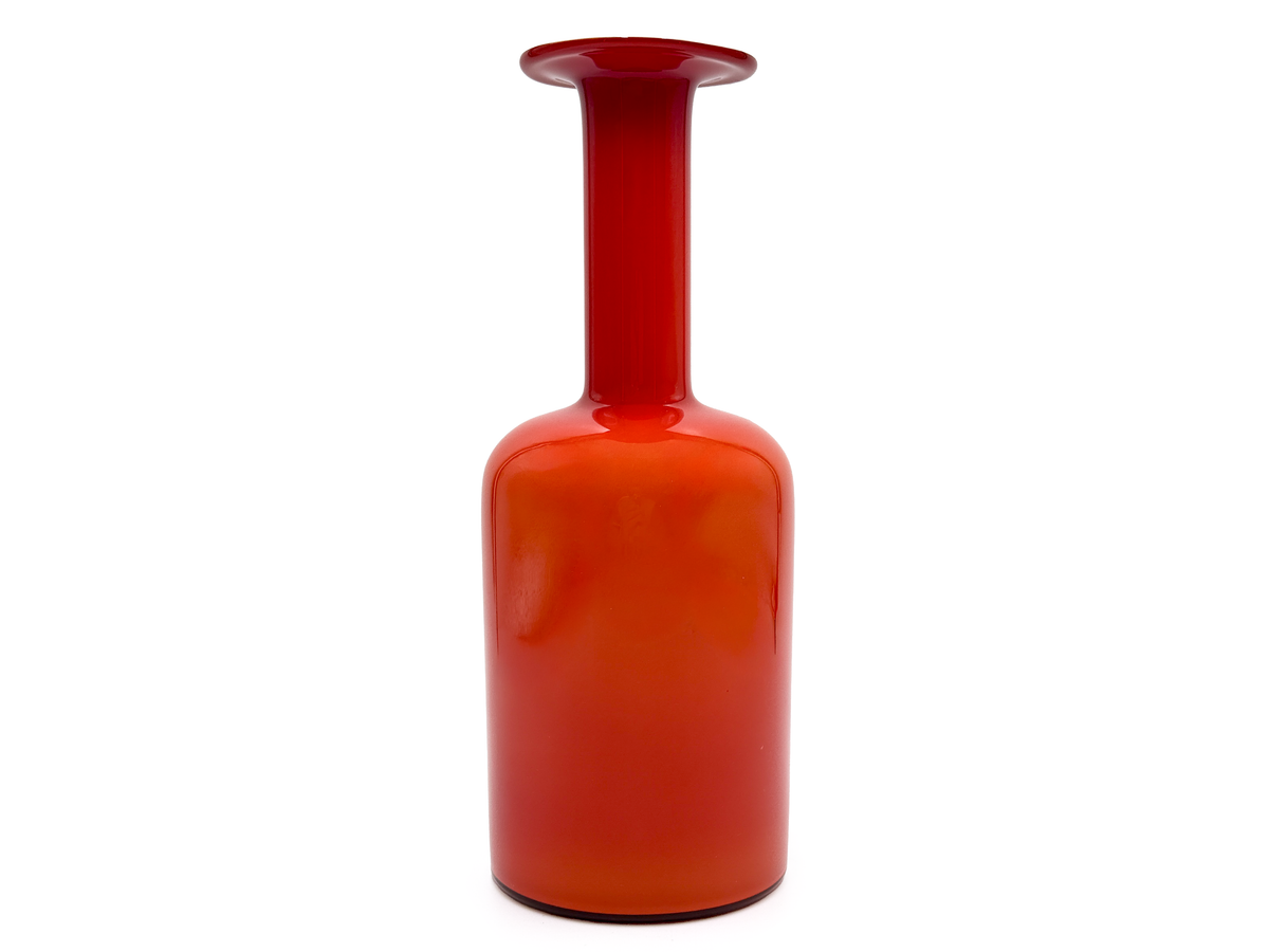 Holmegaard (Dinamarca) 'Gulvvase' (jarrón de suelo) de 25 cm en coral/ópalo | Diseño de Otto Brauer *HALLAZGO RARO*