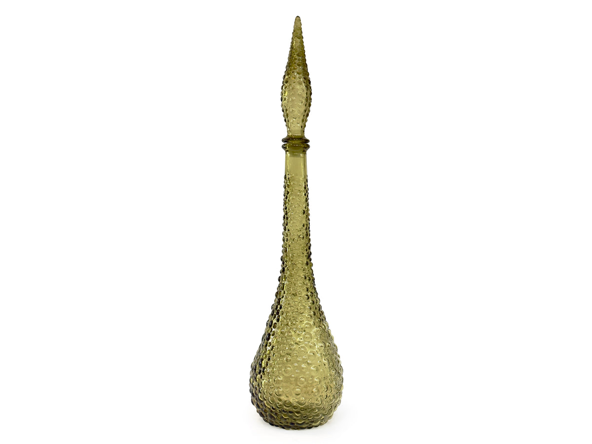 Decantador/botella alto de 56 cm, 'Hobnail/Bubble', verde oliva | Fabricado en Empoli, Italia