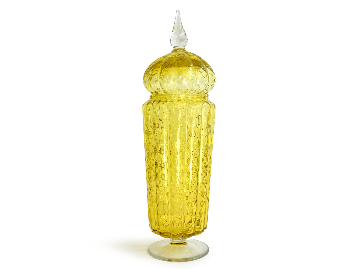 Bocal d'apothicaire en verre jaune de 40 cm (16 po) | Fabriqué à Empoli, Italie *Pièce rare*