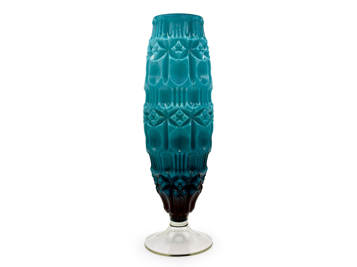 Jarrón Tiki de 38 cm de vidrio revestido, color verde oliva oscuro | Fabricado en Empoli, Italia. *HALLAZGO RARO*
