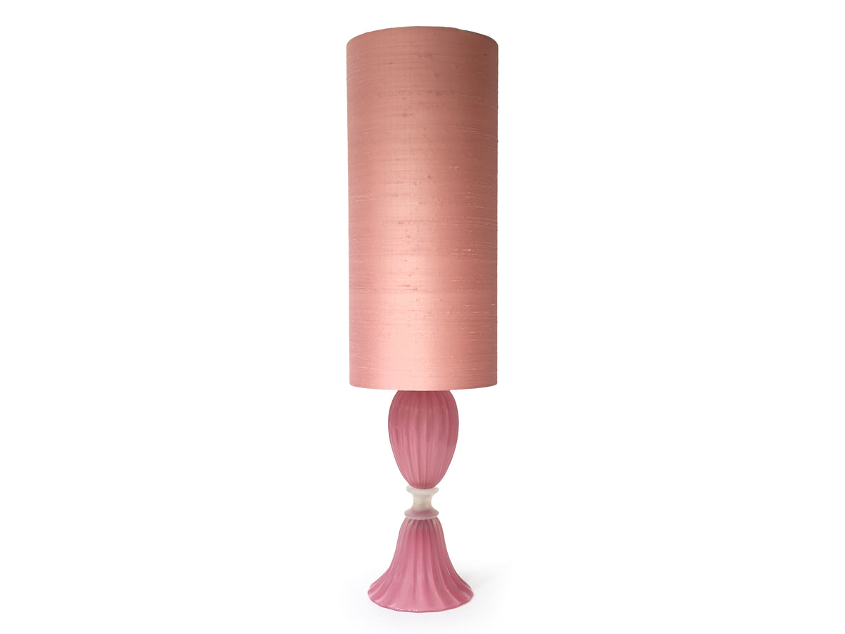 Lampe de table Archimede Seguso (Murano, Italie) Alabastro rose 45 cm, avec abat-jour fait main (tissu vintage) *PIÈCE RARE*
