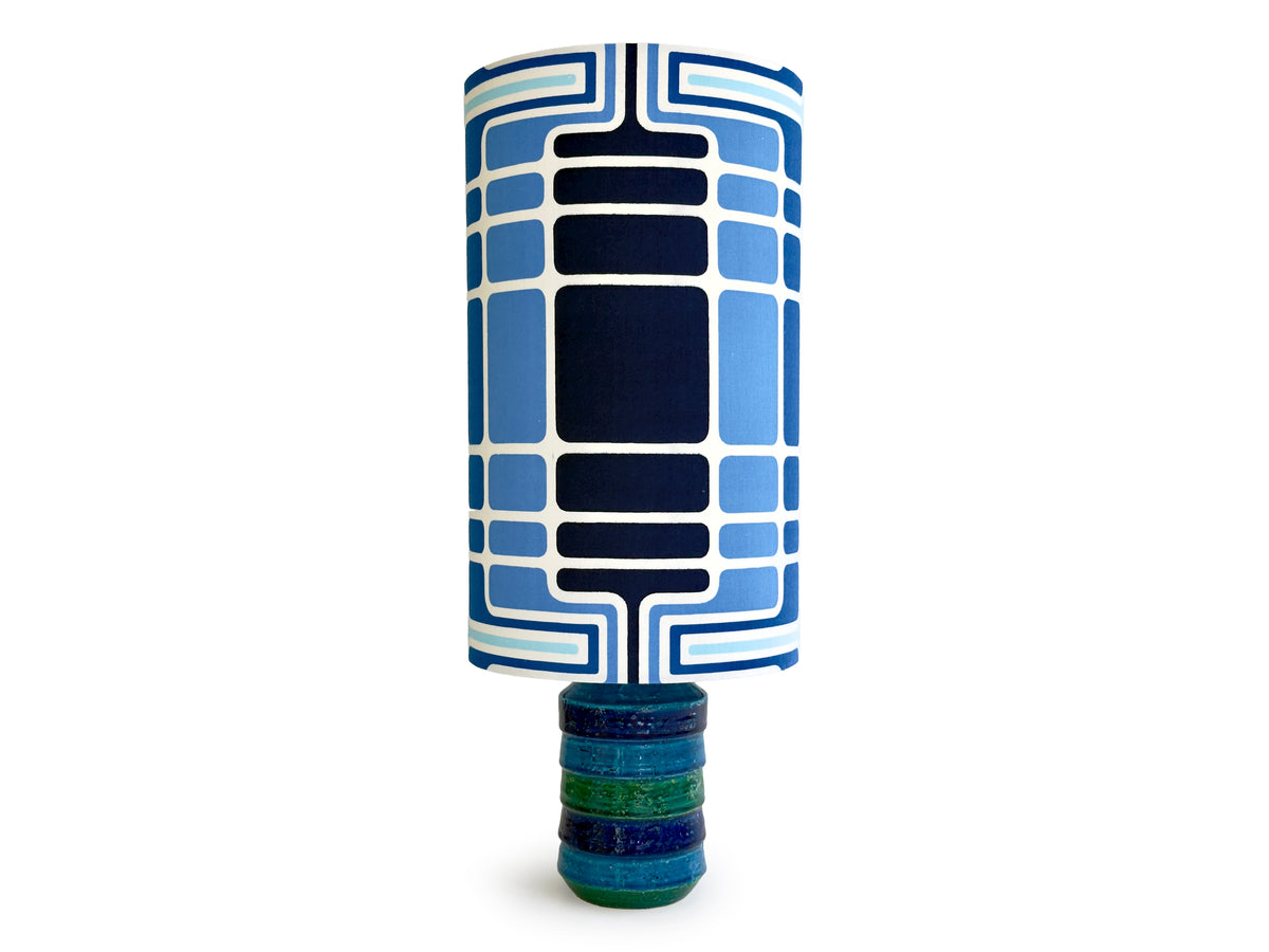 Bitossi (Italy) 'Cordova' in Blue, 19.5" Table Lamp, with Hand-Made Lampshade (Vintage Fabric)