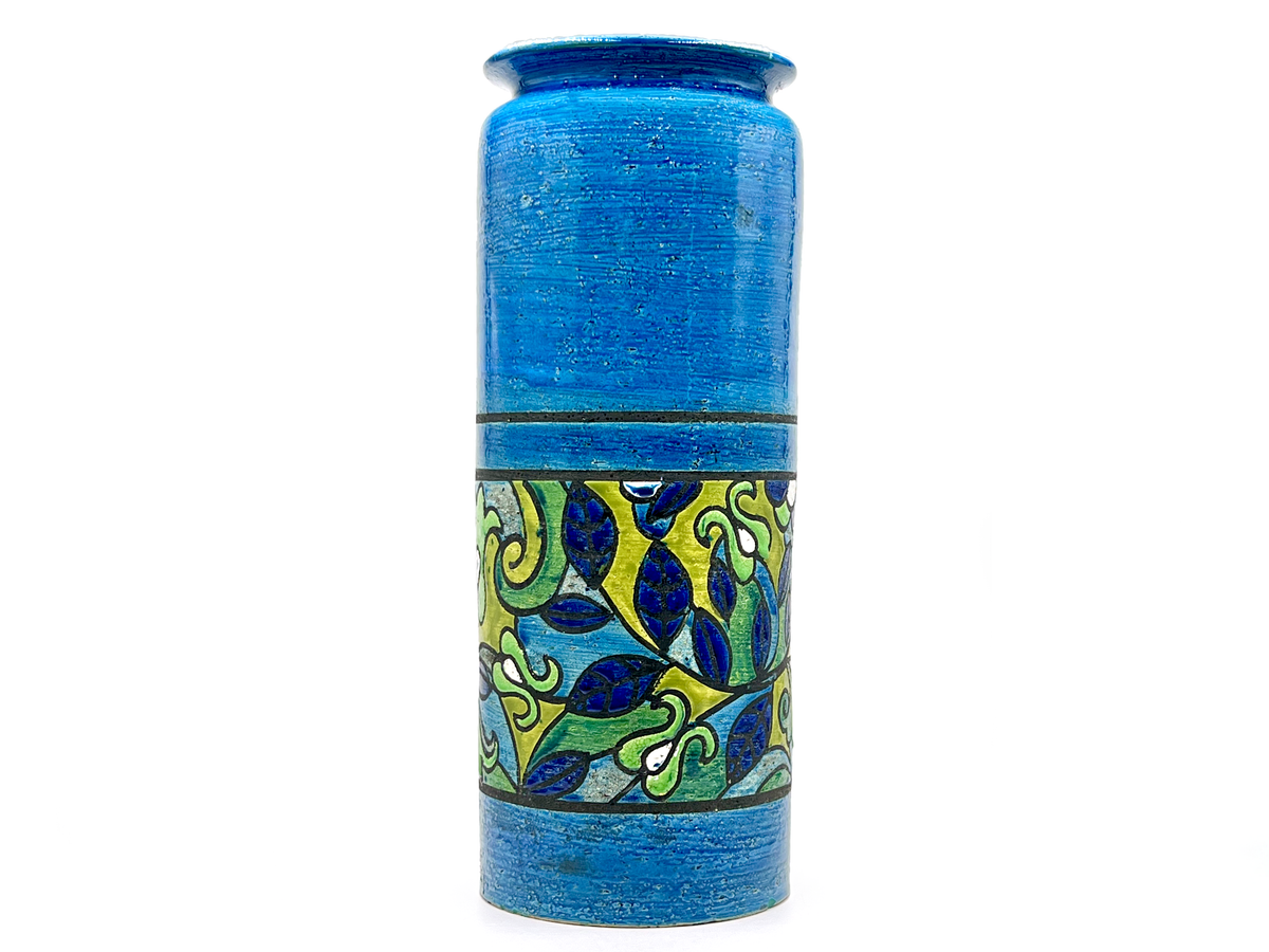 Bitossi (Italy) 'Art Nouveau' in Blue, XXL 19" Floor Vase / Umbrella Stand *RARE FIND*