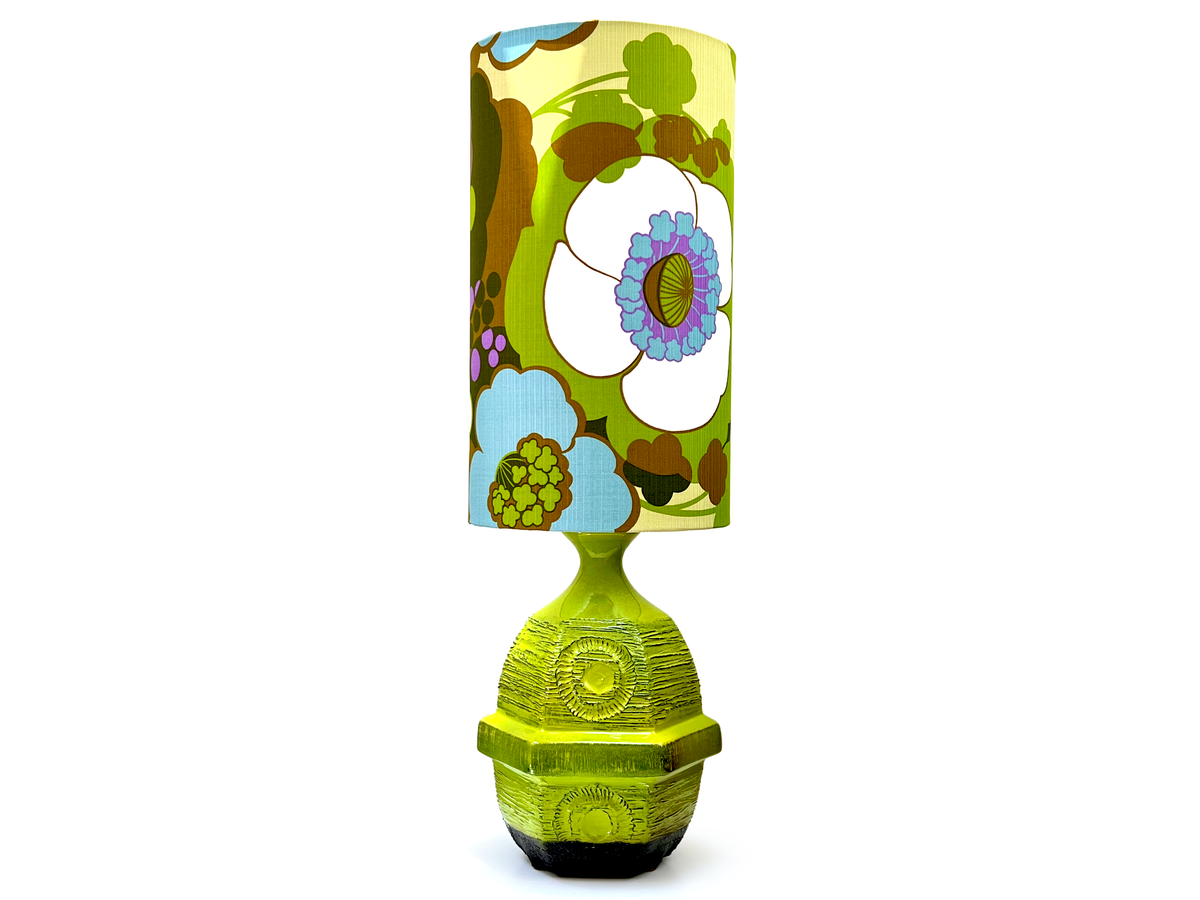 Ellis Ceramics (Australia) XXL 36.5" Table Lamp, with Hand-Made Lampshade (Vintage Fabric)