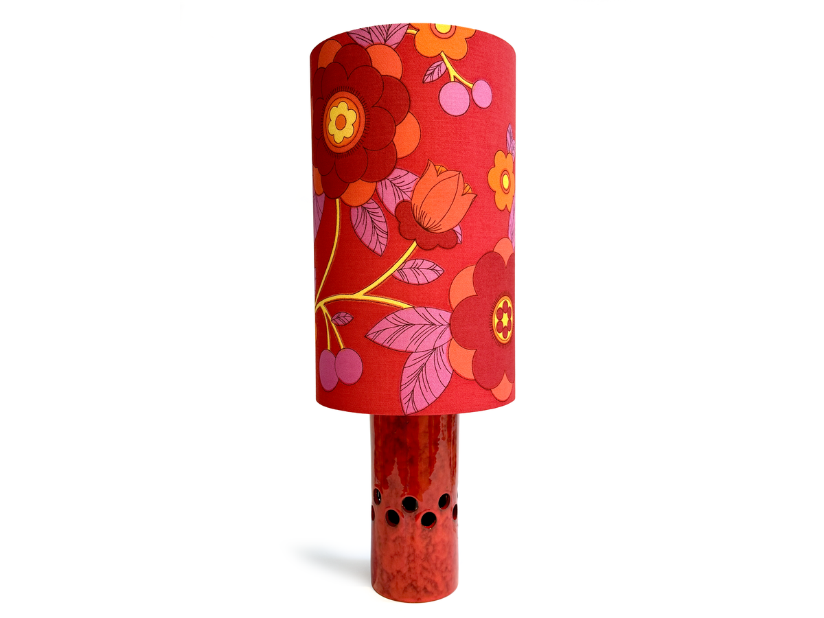 Italian Ceramic 26" Table Lamp, with Hand-Made Lampshade (Vintage Fabric)