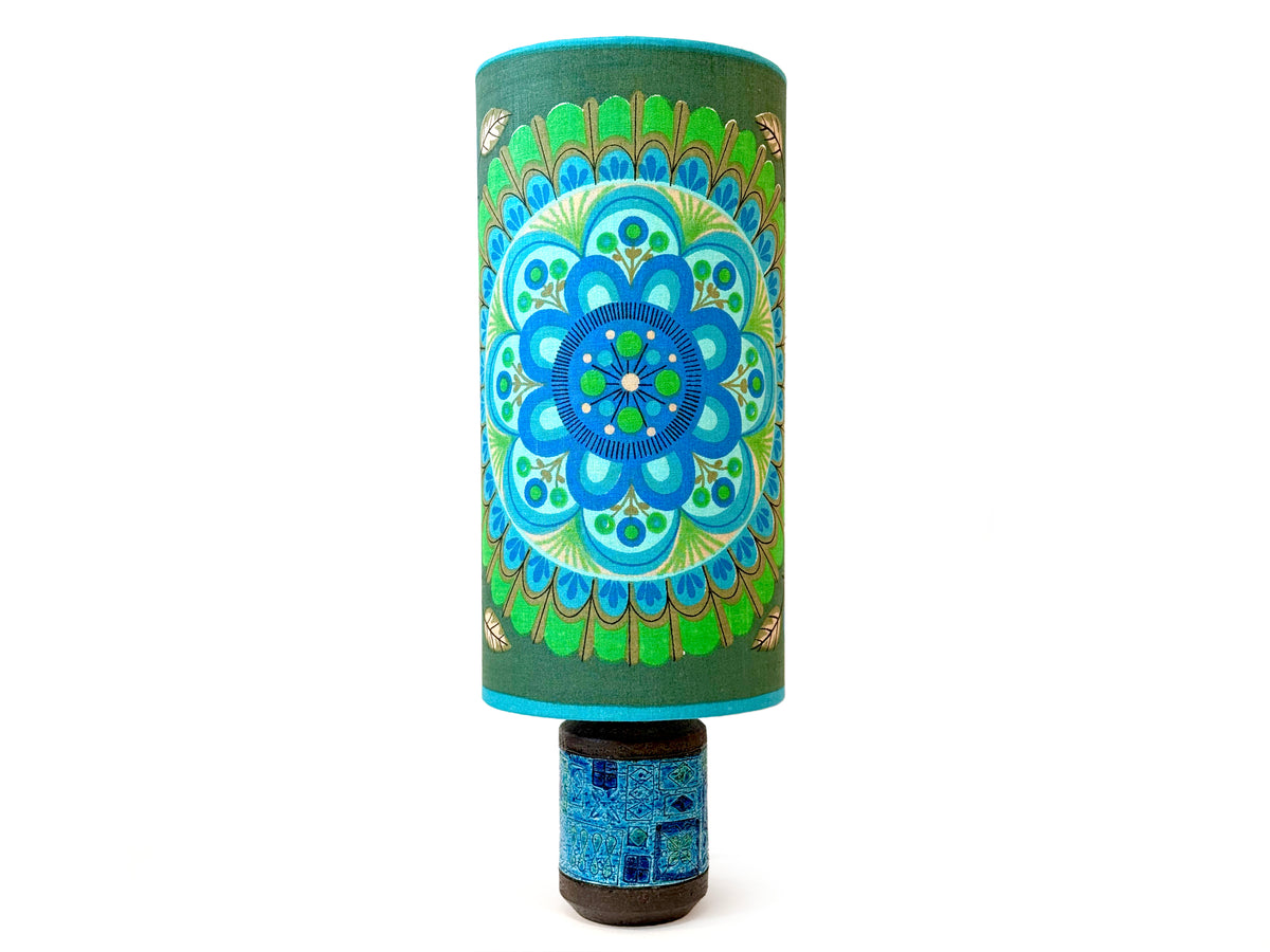 Bitossi (Italy) 'Simboli' Large 22.5" Table Lamp, with Hand-Made Lampshade (Vintage Fabric)