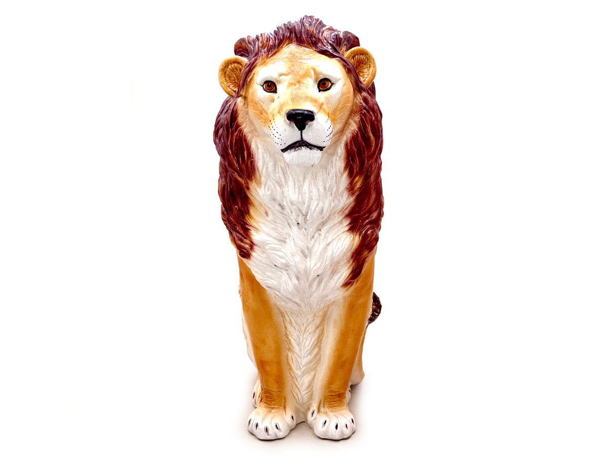 Estatua de león de cerámica italiana XXL de 98 cm (38,5") *HALLAZGO RARO*
