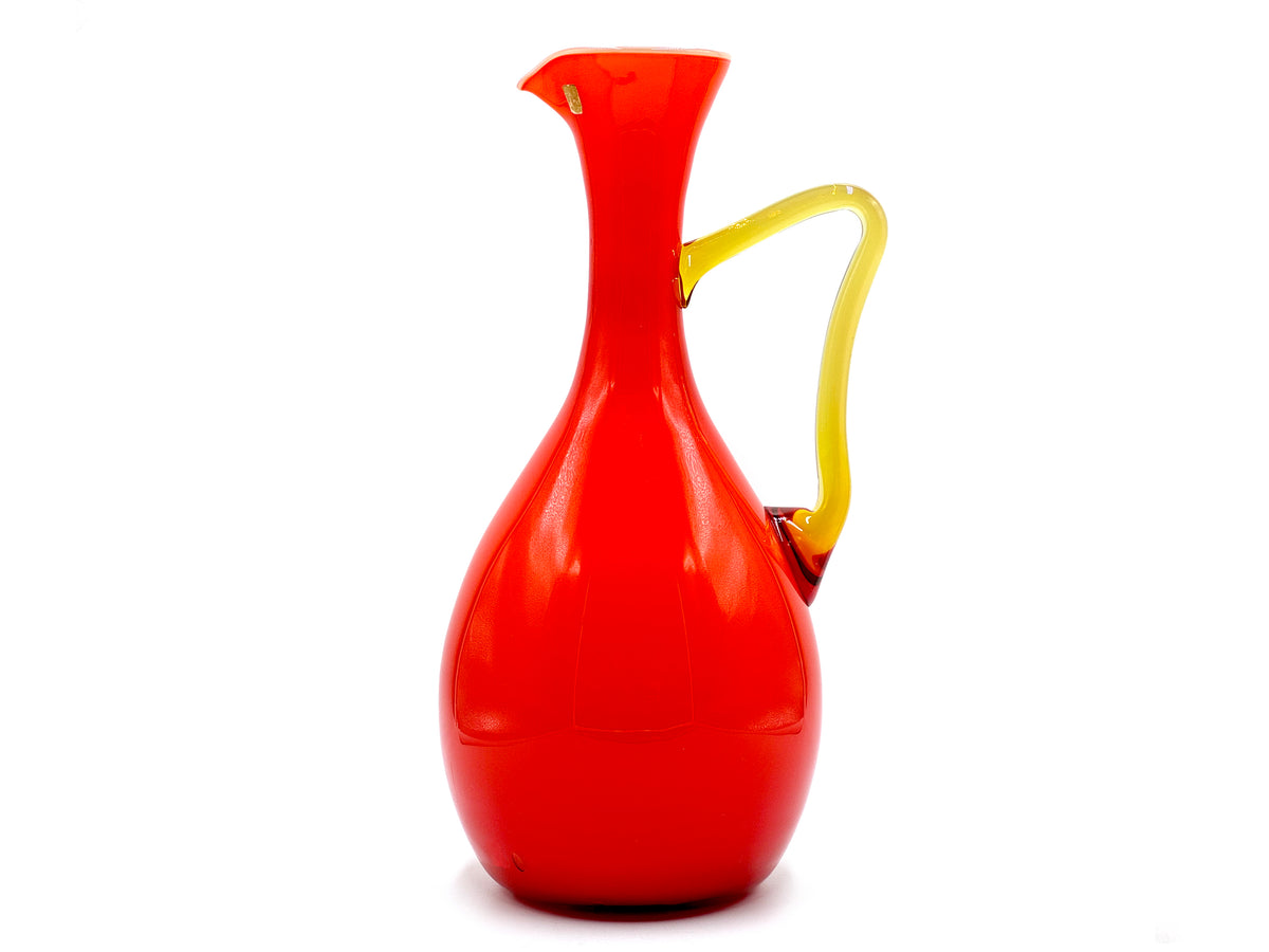 Jarra de vidrio de 34 cm con revestimiento, color naranja oscuro | Fabricada en Empoli, Italia