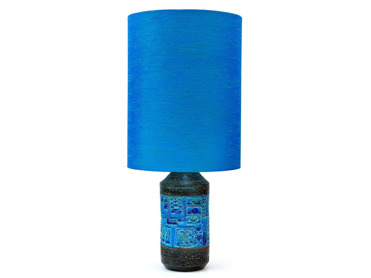 Bitossi (Italy) 'Simboli' 22" Table Lamp, with Hand-Made Lampshade (Vintage Fabric)