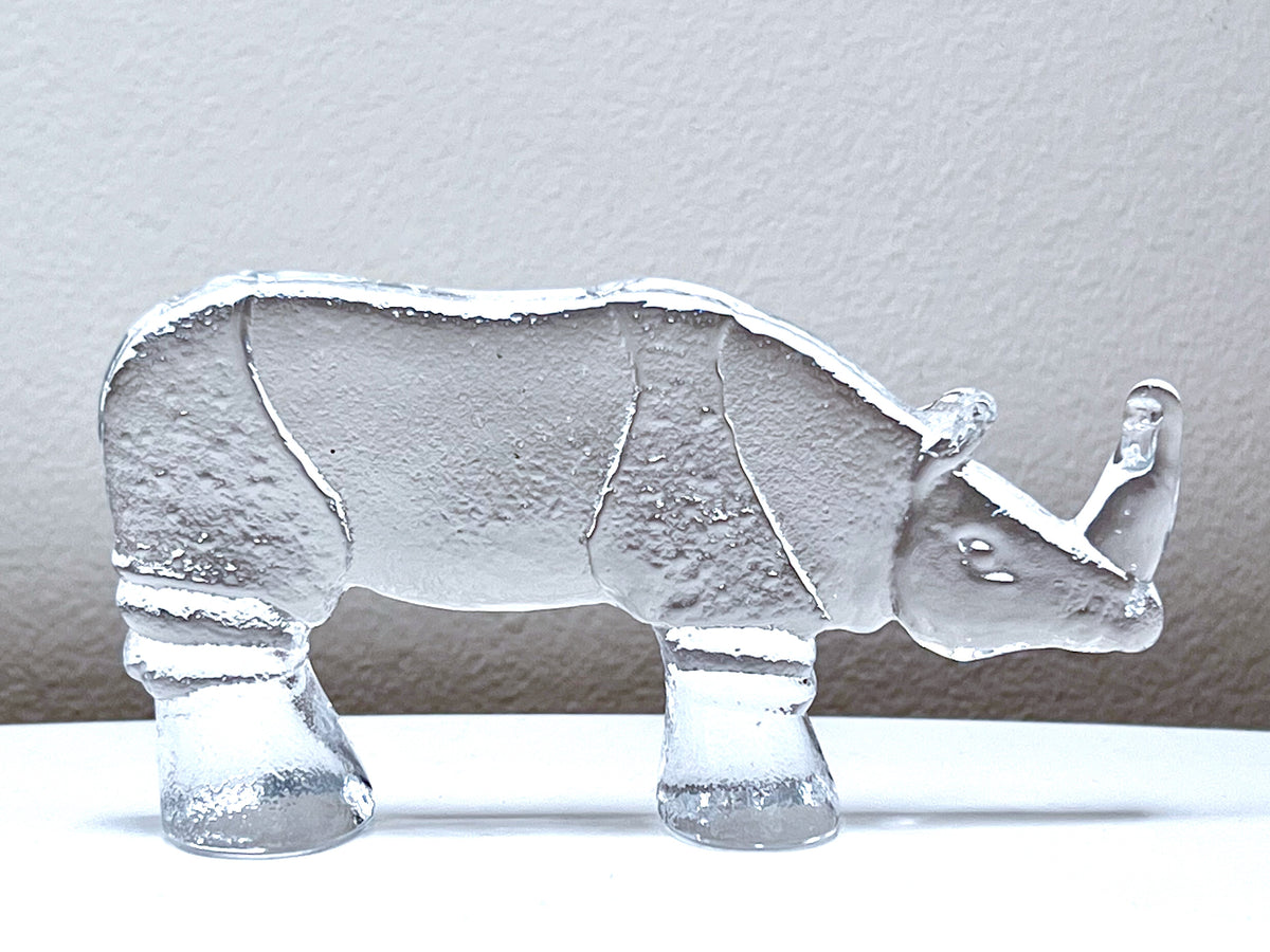 Kosta Boda (Sweden) 'Noshöring' (Rhinoceros) 5" Glass Figurine, from the Zoo series | Model 97617-3