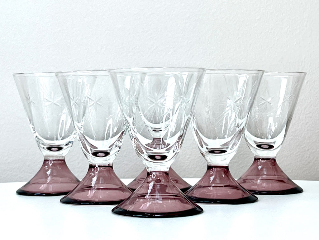 Pink Drinking Glasses, 1950s Glassware, Liqueur Glass Set, Pink Glassware,  Vintage Liqueur Glasses, 1950s Sherry Glasses, Retro Set of 5 