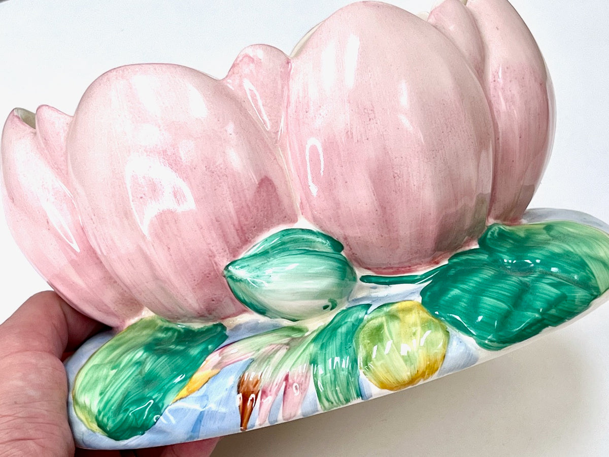 Newport Pottery (England) 'Water Lily' Open Vase, in Pink | Designed by Clarice Cliff