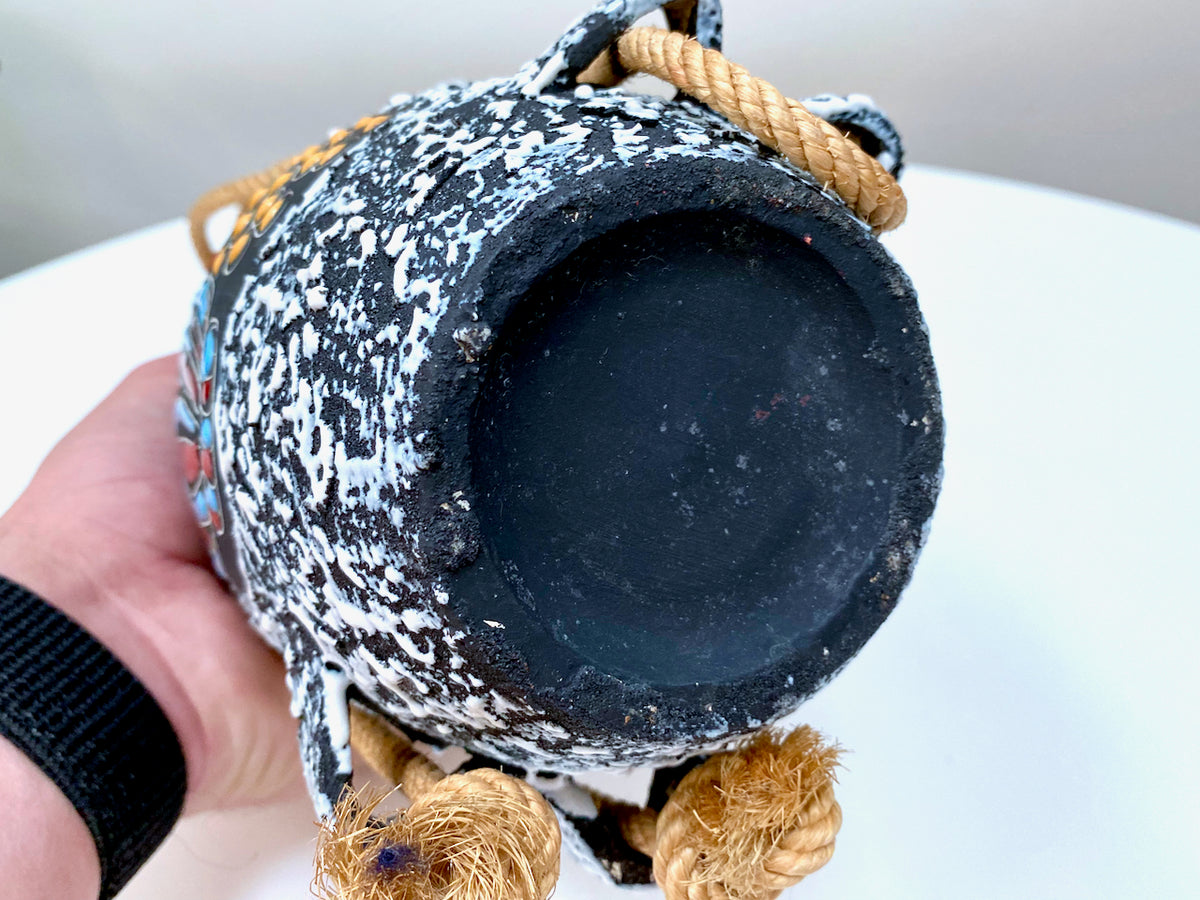 San Marino Pottery (Italy) Flask with Sgraffito Design - That Retro Piece